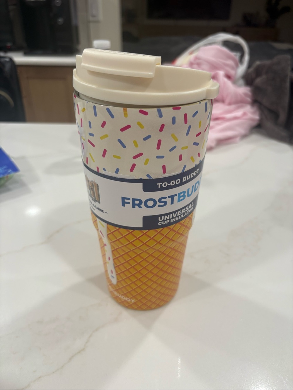 FrostBuddy Ice Cream Cone Travel Tumbler - Cream & Multicolor
